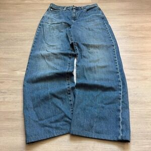 28x28 Blue Baggy Wide Leg Heavyweight Denim Jeans Y2K 2000s